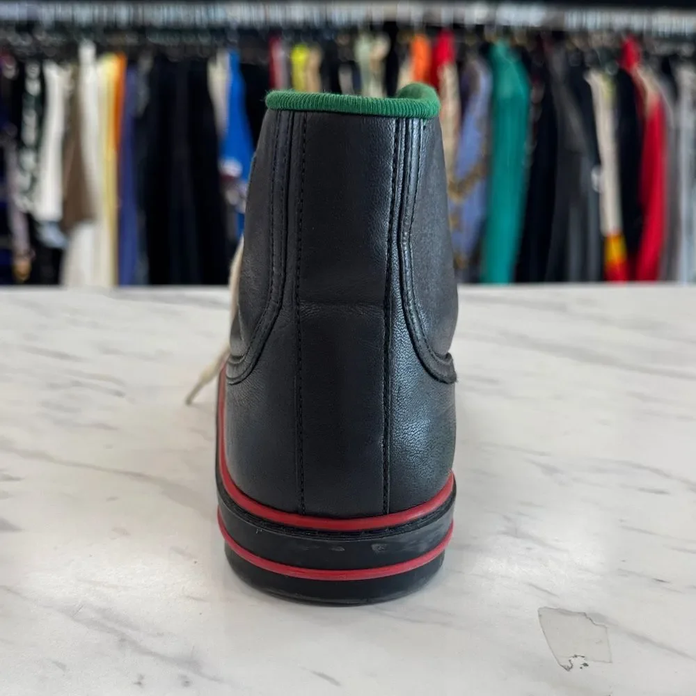GUCCI Black High-Top Sneakers with Green and Red Accents